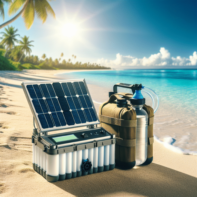 Solar-powered desalination for beach survival trips